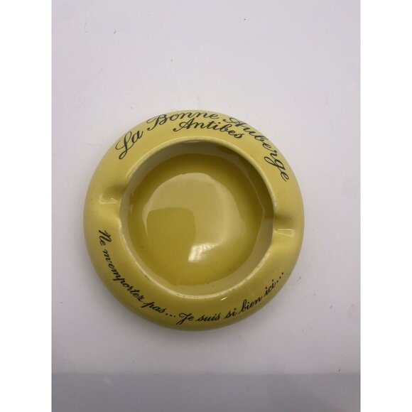 La Bonne Auberge Antibes Other - Vintage Iconic La Bonne Auberge Restaurant Ashtray Dish Antibes France Yellow